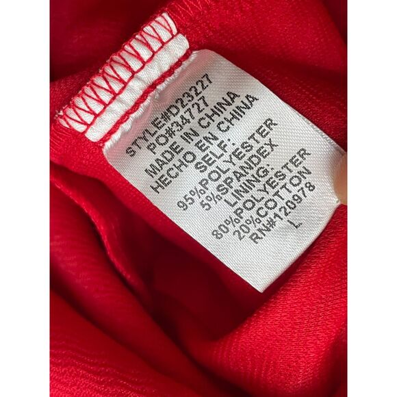 Entro Women's Dress Shift Square Neck Stretch Textured Short Puff Sleeve L Red - Picture 7 of 9